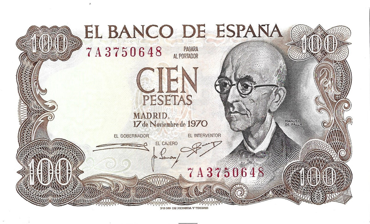 Hiszpania 100 Peseta 1970 - UNC