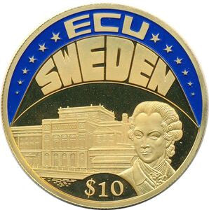 Liberia 10 Dolarów 2002 ECU - SZWECJA