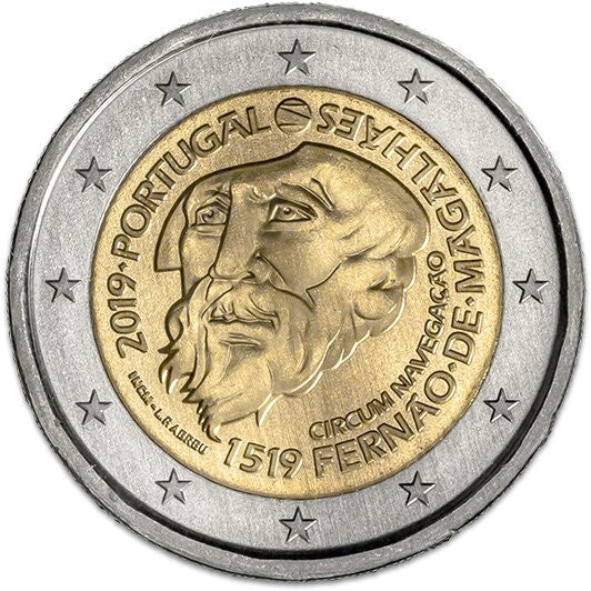 Portugalia 2 euro 2019 500-lecie pierwszej podróży morskiej dookoła świata