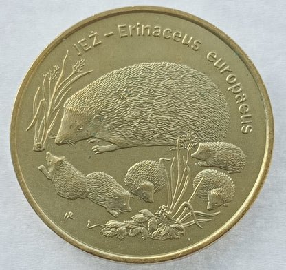 2 zł 1996 - Zwierzęta świata: Jeż (łac. Erinaceus europaeus)