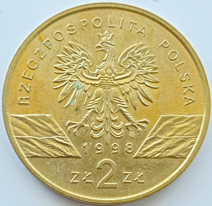 2 zł 1998 - Zwierzęta świata: Ropucha paskówka