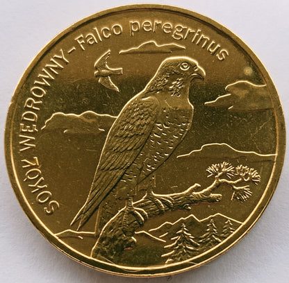 2 zł 2008 - Zwierzęta świata: Sokół wędrowny (łac. Falco peregrinus)