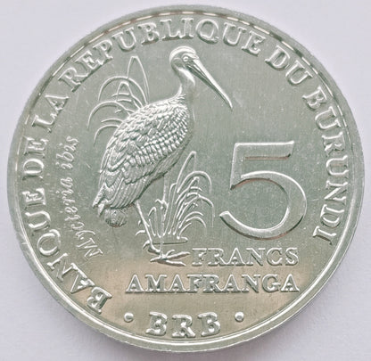 Burundi 5 Franków 2014  Bocian żółtodzioby - Mycteria ibis - Tantale ibis