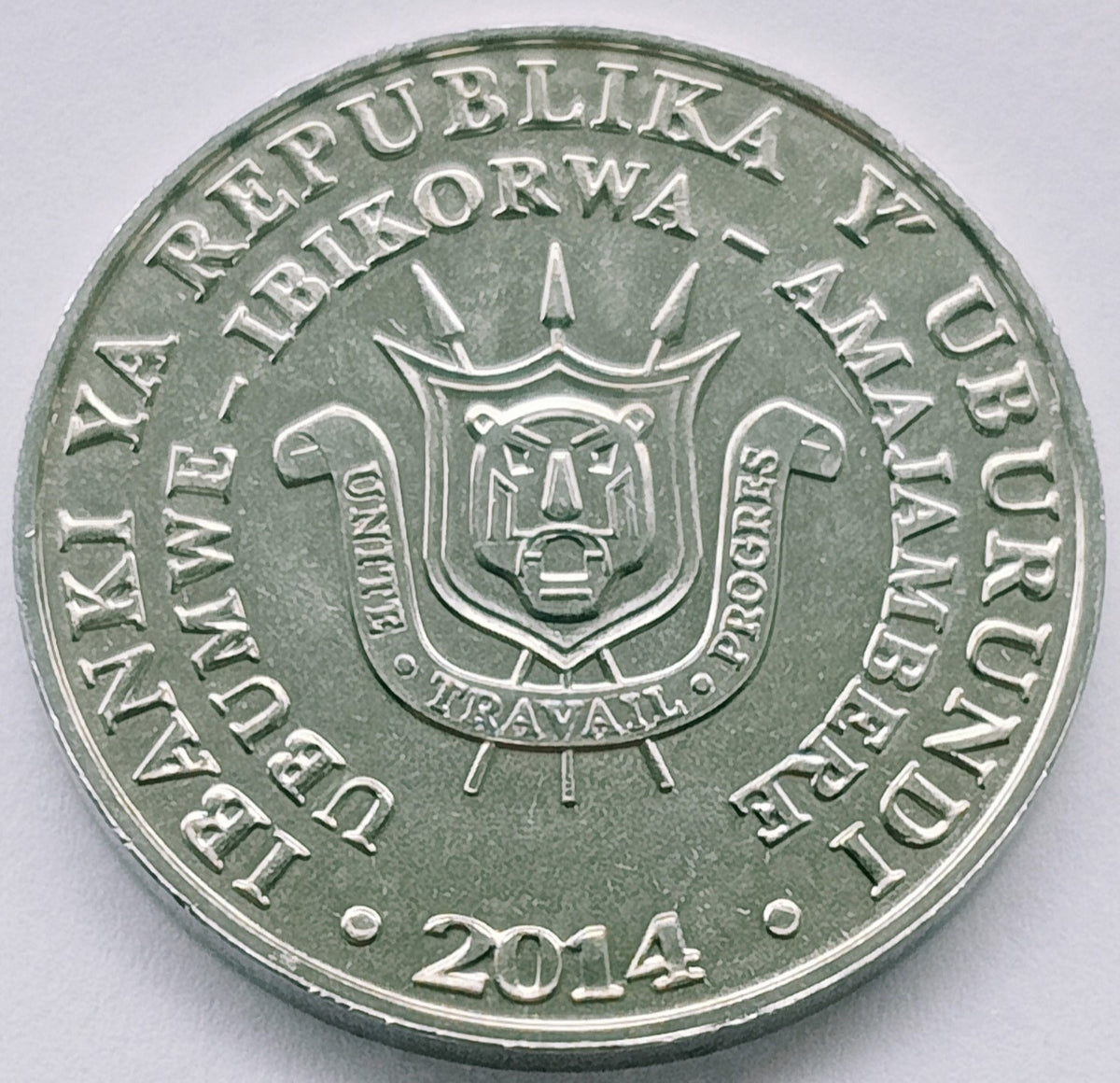 Burundi 5 Franków 2014  Dzioborożec (Bycanistes bucinator)