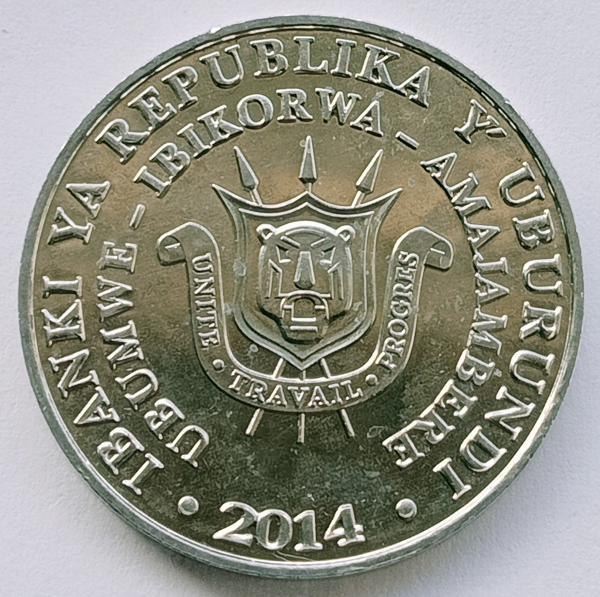 Burundi 5 Franków 2014  Dzioborożec pospolity - Bucorvus leadbeateri - Bucorve du Sud