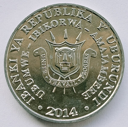 Burundi 5 Franków 2014  Dzioborożec pospolity - Bucorvus leadbeateri - Bucorve du Sud