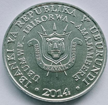 Burundi 5 Franków 2014 Ptaki - wojownik wspaniały (Stephanoaetus coronatus)
