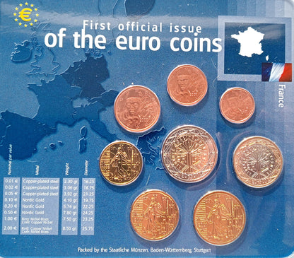 Francja zestaw monet 1 cent do 2 euro