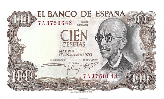 Hiszpania 100 Peseta 1970  - UNC