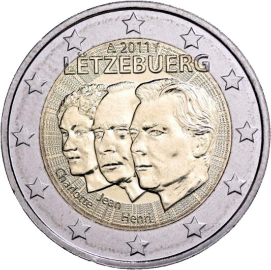 Luksemburg 2 euro 2011 50 rocznica nadania przez Wielką Księżną Szarlottę jej synowi Janowi tytułu oficjalnego reprezentanta