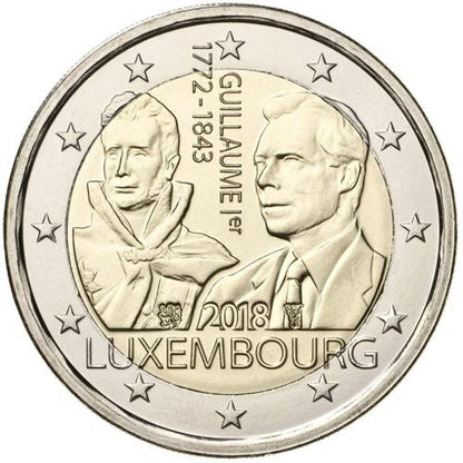 Luksemburg 2 euro 2018 175 rocznica śmierci Wielkiego Księcia Wilhelma I