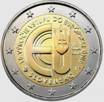 Słowacja 2 euro 2014 10 rocznica przystąpienia Słowacji do Unii Europejskiej