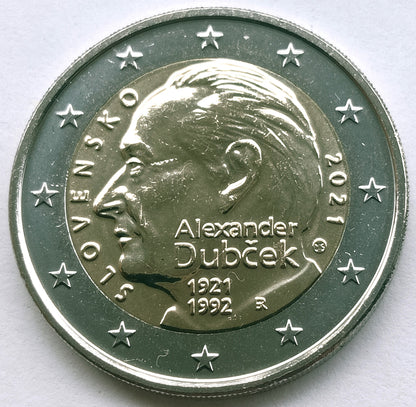 Słowacja 2 euro 2021 100 rocznica urodzin Alexandra Dubčeka