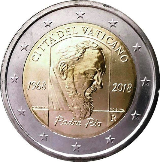 Watykan 2 euro 2018 50 rocznica śmierci ojca Pio