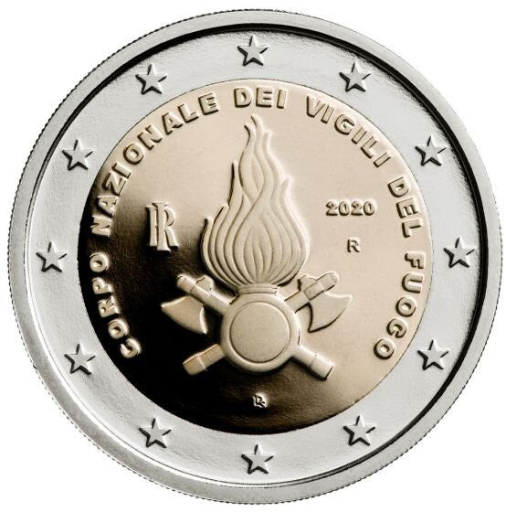 Włochy 2 euro 2020 80-lecie założenia krajowej, włoskiej straży pożarnej